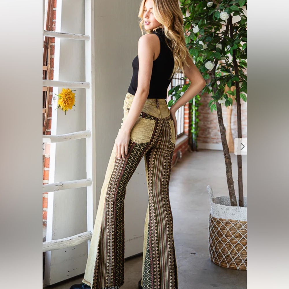 Brand New  Oli&Hali washed Aztec Patterned & corduroy  Flare Pants